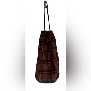 Vintage Gap Tartan Plaid Drawstring Backpack Wool Mt. Whistler Lodge Y2K 90s